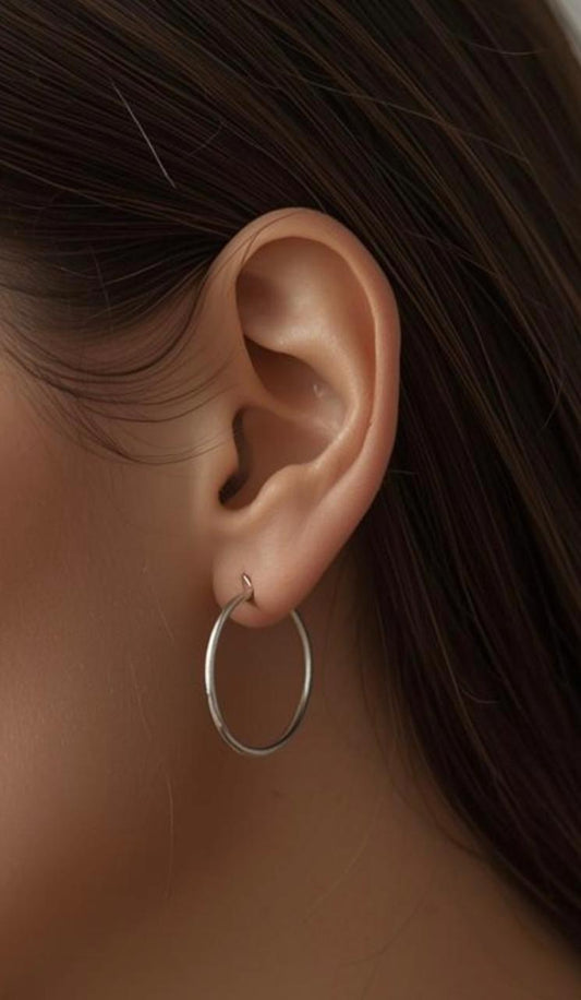 Brinco Argola Fina Médio em Prata 925
