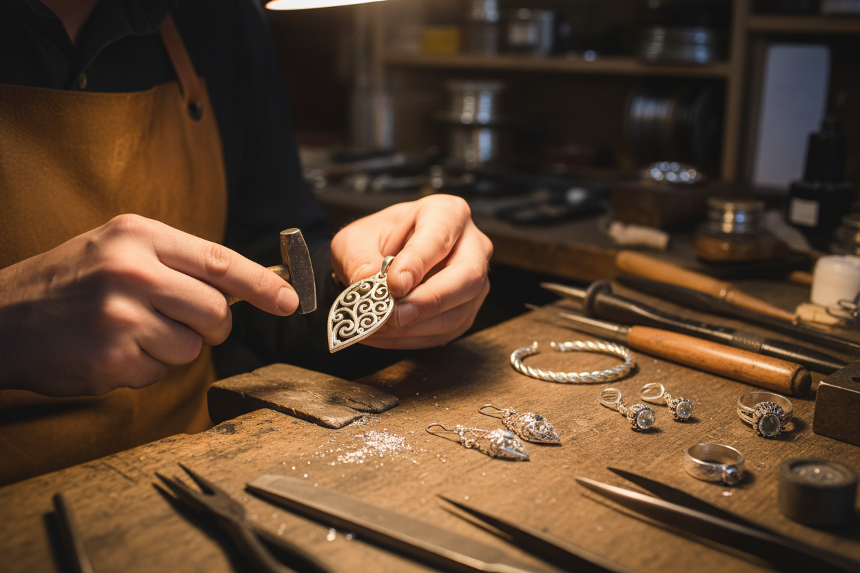 joais em prata sendo feitas